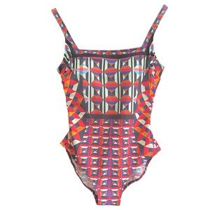 Gottex Square Neck Slimming Multicolor One-Piece Swimsuit Size 10